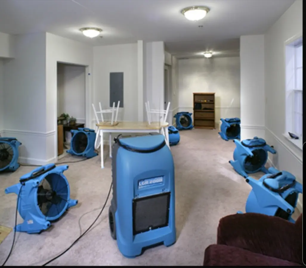 Air movers and dehumidifier setup for Water Damage Restoration in Bloomsburg