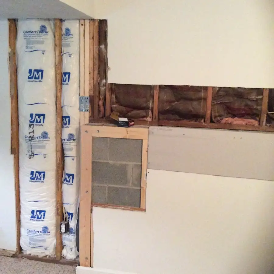 Wall insulation replacement during Basement Flood Cleanup in Bloomsburg